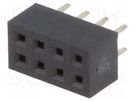 Socket; pin strips; female; PIN: 8; straight; 2mm; THT; 2x4; L2.7mm CONNFLY