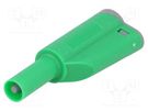 Plug; 4mm banana; 36A; 1kVAC; green; insulated; 56mm; 2.5mm2 ELECTRO-PJP