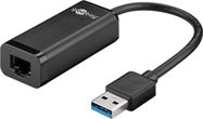 USB-A Ethernet Adapter, black, 0.1 m - for connecting a PC to an Ethernet network (RJ45) via the USB-A port
