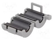 Ferrite: two-piece; on round cable; A: 22mm; B: 18mm; C: 7mm; D: 15mm TDK