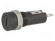 Fuse holder; 5x20mm; 10A; 250VAC; on panel; black; UL94V-0; 5mΩ Stelvio Kontek