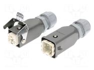 Connector: HDC; male + female; PIN: 5; 4+PE; size 3A; for cable MOLEX