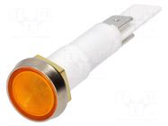 Indicator: with neon lamp; flat; 230VAC; Cutout: Ø10mm; connectors BULGIN