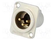 Socket; XLR; male; PIN: 3; flange (2 holes),for panel mounting AMPHENOL