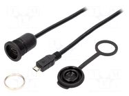 Cable; USB 2.0; USB B micro socket,USB B micro plug; 2m; IP65 ENCITECH