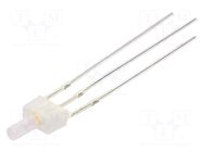 LED; red/warm white; 2mm; bicolour; 90°; Front: flat; anode; 3000K OPTOSUPPLY