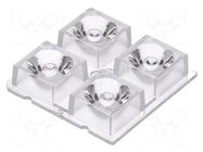 LED lens; square; transparent; 11÷18°; H: 10mm; Body dim: 50x50mm LEDIL