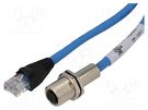 Adapter; M12 female,RJ45 plug; D code-Ethernet; PIN: 4; IP65; 2m AMPHENOL