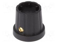 Knob; with flange; plastic; Øshaft: 6.35mm; Ø16.5x19.2mm; black CLIFF