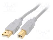 Cable; USB 2.0; USB A plug,USB B plug; gold-plated; 1m; grey BQ CABLE