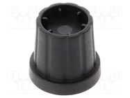 Knob; with flange; plastic; Øshaft: 6mm; Ø16.5x19.2mm; black CLIFF