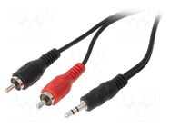 Cable; Jack 3.5mm 3pin plug,RCA plug x2; 10m; black BQ CABLE