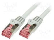 Patch cord; S/FTP; 6; stranded; Cu; LSZH; white; 0.5m; 27AWG LOGILINK