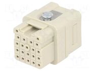 Connector: HDC; contact insert; female; 6.5A; 50V; Han Q; PIN: 21 HARTING