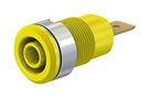 4MM BANANA JACK, PANEL MOUNT, 32 A, 1 KV, GOLD PLATED CONTACTS, YELLOW