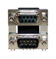 STACKED D SUB CONNECTOR, RCPT/RCPT, 9POS