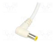 Cable; 2x1mm2; wires,DC 5,5/3,0CP plug; angled; white; 1.5m 