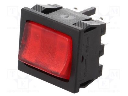 ROCKER; DPST; Pos: 2; ON-OFF; 10A/250VAC; 10A/28VDC; red; neon lamp BULGIN AE-H8653VBNAC