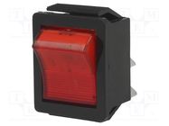 ROCKER; DPST; Pos: 2; ON-OFF; 16A/250VAC; red; neon lamp; 1350; 250V 