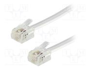 Cable: telephone; RJ11 plug,both sides; 1m; white 