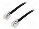 Cable: telephone; RJ11 plug,both sides; 10m; black BQ CABLE