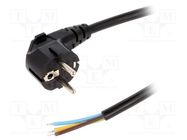 Cable; 3x1.5mm2; CEE 7/7 (E/F) plug angled,wires; PVC; 5m; black LIAN DUNG