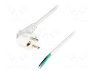 Cable; 3x1.5mm2; CEE 7/7 (E/F) plug angled,wires; PVC; 3m; white LIAN DUNG