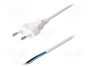 Cable; 2x0.75mm2; CEE 7/16 (C) plug,wires; PVC; 1.8m; white; 2.5A LIAN DUNG