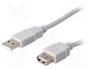 Cable; USB 2.0; USB A socket,USB A plug; 5m; grey; Core: CCA BQ CABLE