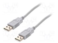 Cable; USB 2.0; USB A plug,both sides; 1m; grey; Core: Cu BQ CABLE