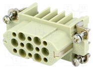 Connector: HDC; contact insert; female; Han® D; PIN: 15; 15+PE; 10A HARTING
