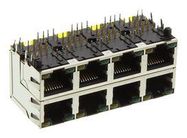 RJ45 CONN, R/A JACK, 8P8C, 4STACKTH