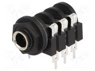 Socket; Jack 6,3mm; female; stereo,with double switch; ways: 3 AMPHENOL