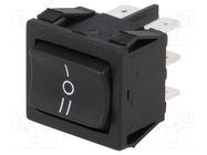 ROCKER; DP3T; Pos: 3; ON-OFF-ON; 10A/250VAC; 10A/28VDC; black; none BULGIN