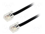 Cable: telephone; RJ11 plug,both sides; 3m; black BQ CABLE