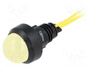 Indicator: LED; prominent; yellow; 230VAC; Ø13mm; IP40; cables POLAM-ELTA