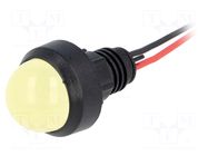 Indicator: LED; prominent; yellow; 220VDC; Ø13mm; IP40; cables POLAM-ELTA