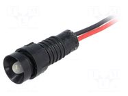 Indicator: LED; recessed; white; 220VDC; Ø11mm; IP40; cables; 300mm POLAM-ELTA