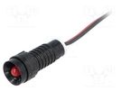 Indicator: LED; recessed; red; 220VDC; Ø11mm; IP40; leads 300mm POLAM-ELTA