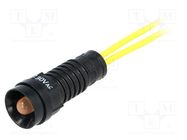 Indicator: LED; recessed; orange; 230VAC; Ø11mm; IP40; leads 300mm 