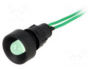 Indicator: LED; recessed; green; 230VAC; Ø13mm; IP40; cables; 300mm POLAM-ELTA