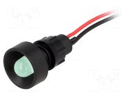 Indicator: LED; recessed; green; 220VDC; Ø13mm; IP40; cables; 300mm POLAM-ELTA