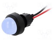 Indicator: LED; prominent; blue; 220VDC; Ø13mm; IP40; leads 300mm 