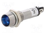 Indicator: LED; recessed; blue; 12VDC; Ø8.2mm; IP40; for soldering NINIGI