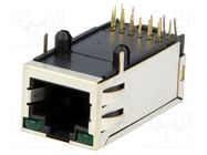 Socket; RJ45; PIN: 8; shielded,with LED; Layout: 8p8c; THT Amphenol Communications Solutions