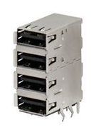 USB STACKED CONN, R/A, 2.0 A RCPT, 4PORT