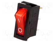 ROCKER; SPST; Pos: 2; ON-OFF; 15A/250VAC; red; neon lamp; 35mΩ 