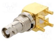 Connector: Micro BNC; socket; female; angled 90°; 75Ω; THT; PTFE AMPHENOL RF