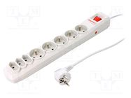 Plug socket strip: protective; Sockets: 8; 250VAC; 10A; grey ARMAC