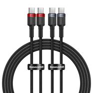 Cable Baseus Cafule USB-C to USB-C 100W,2m, 2psc (Red Black, Grey Black), Baseus